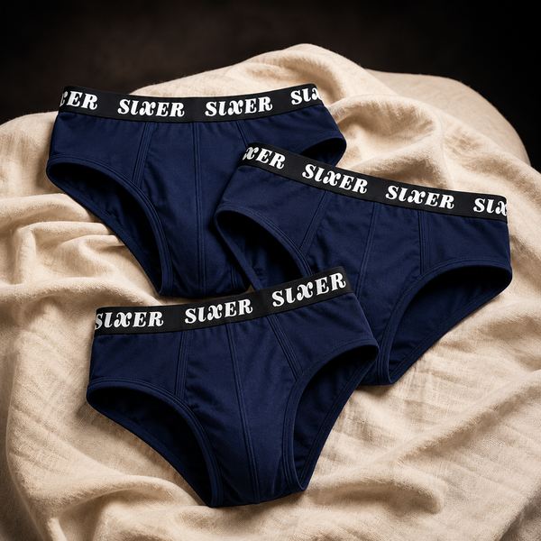 Sixer Men’s Boxer Briefs – Pack of 3 Navy