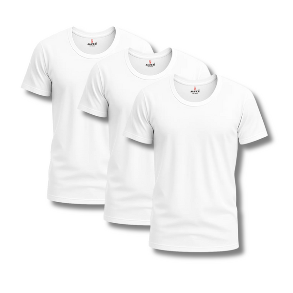 Sixer Men’s Crew Neck Undershirts – Pack of 3 White