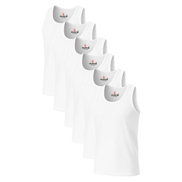 Sixer Kids Summer Vest Pack of 6 – White