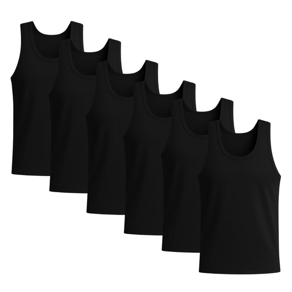 Sixer Men’s Sleeveless Summer Vest Pack of 6 – Black