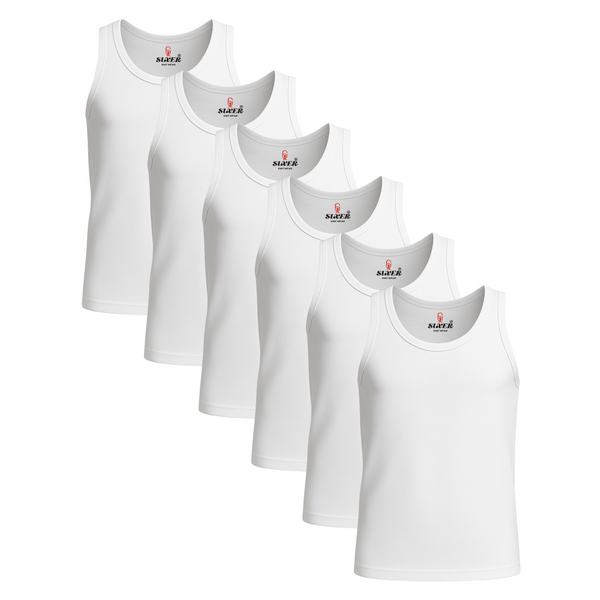 Sixer Toddlers Summer Vest Pack of 6 – White