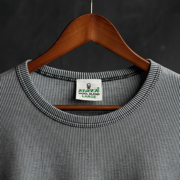 Sixer Men’s Winter Thermals – Shirt & Trouser Set Striped Grey