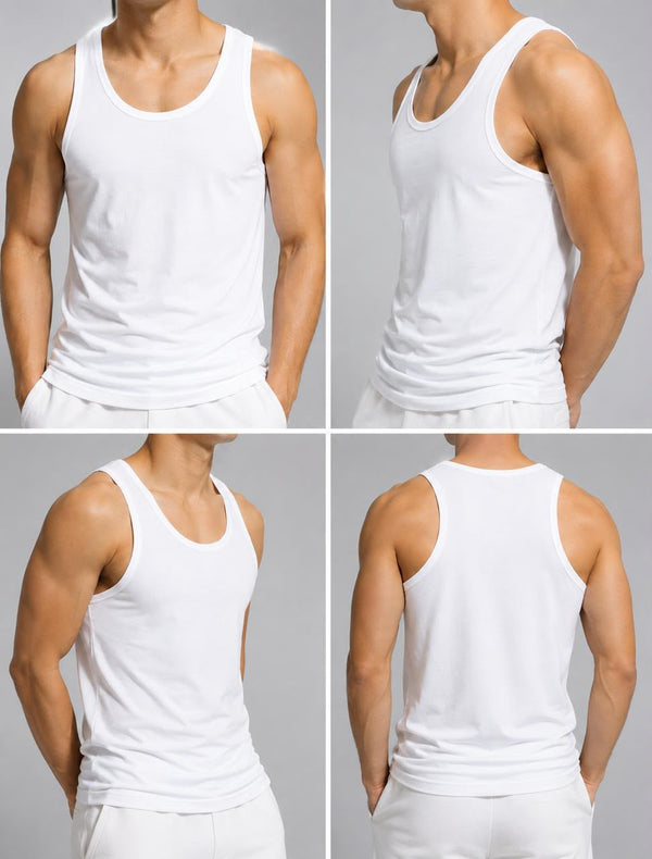 Sixer Men’s Sleeveless Summer Vest Pack of 3 - White