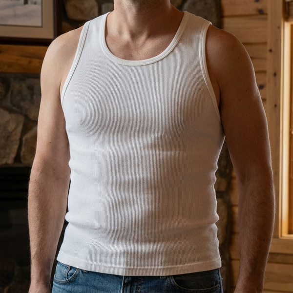 Sixer Men’s Sleeveless Interlock Winter Vest – White