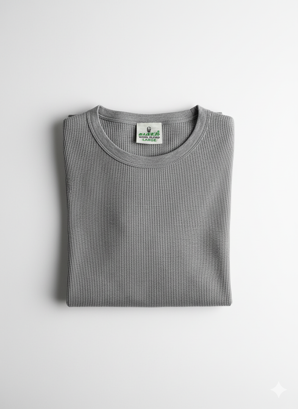 Sixer Men’s Winter Thermals – Shirt & Trouser Set Striped Grey