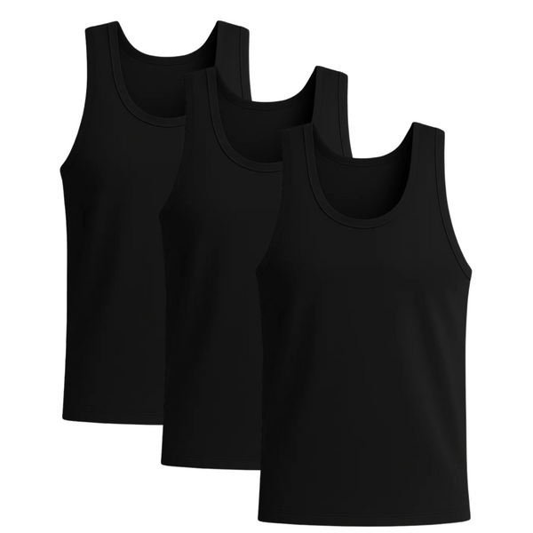 Sixer Men’s Sleeveless Summer Vest Pack of 3 – Black
