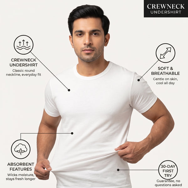 Sixer Men’s Crew Neck Undershirt - White