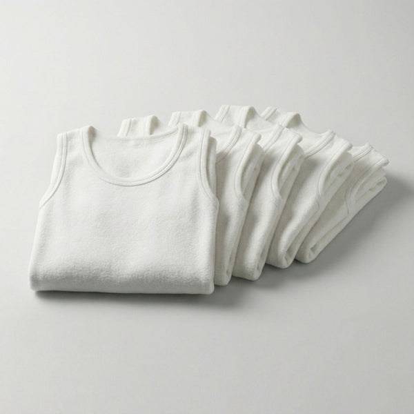 Sixer Men’s Sleeveless Interlock Winter Vest Pack of 6 – White