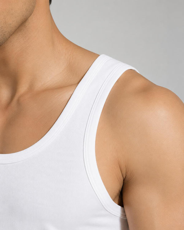 Sixer Men’s Sleeveless Summer Vest Pack of 3 - White