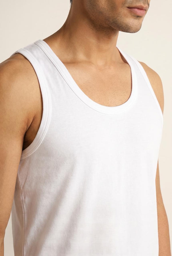 Sixer Men’s Sleeveless Summer Vest Pack of 3 - White